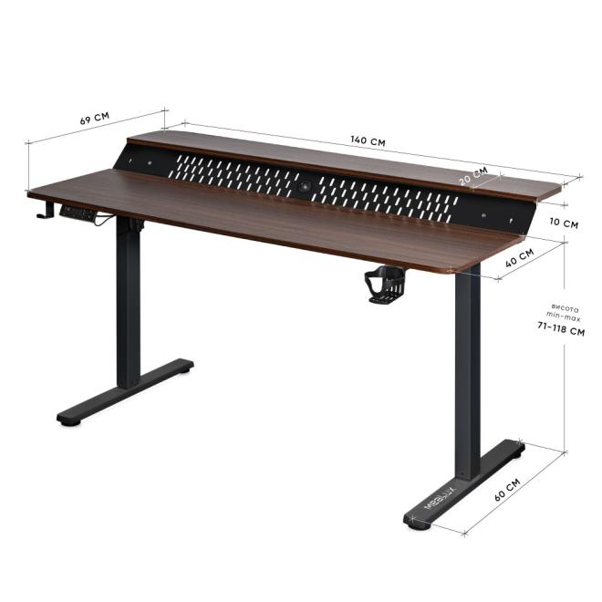 Стіл з електро регулюванням висоти Mealux Powerdesk Extra XL Walnut Фото 2