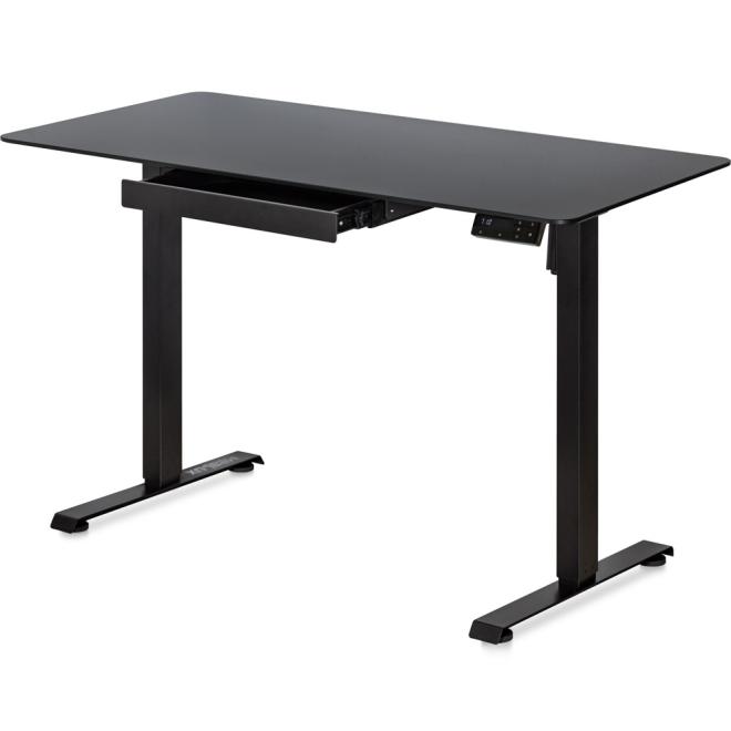 Table with electric height adjustment Mealux PowerDesk Glass Black Photo 1