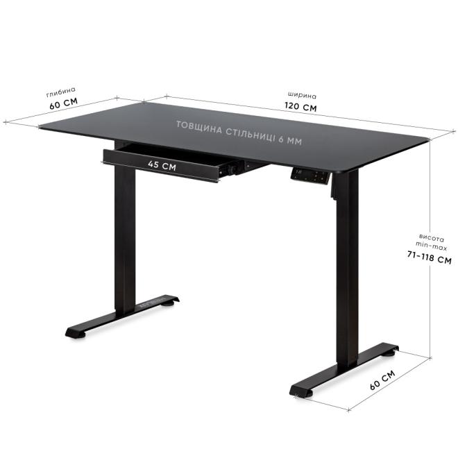 Table with electric height adjustment Mealux PowerDesk Glass Black Photo 2