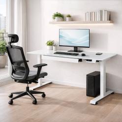 Стол с электрорегулировкой высоты Mealux PowerDesk Glass White