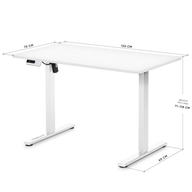 Стол с электрорегулировкой высоты Mealux PowerDesk Lite XL White Фото 2