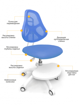 Комплект парта Ergokids TH-320 Blue + кресло ErgoKids Y-400 BL (арт. TH-320 W/BL + Y-400 BL)